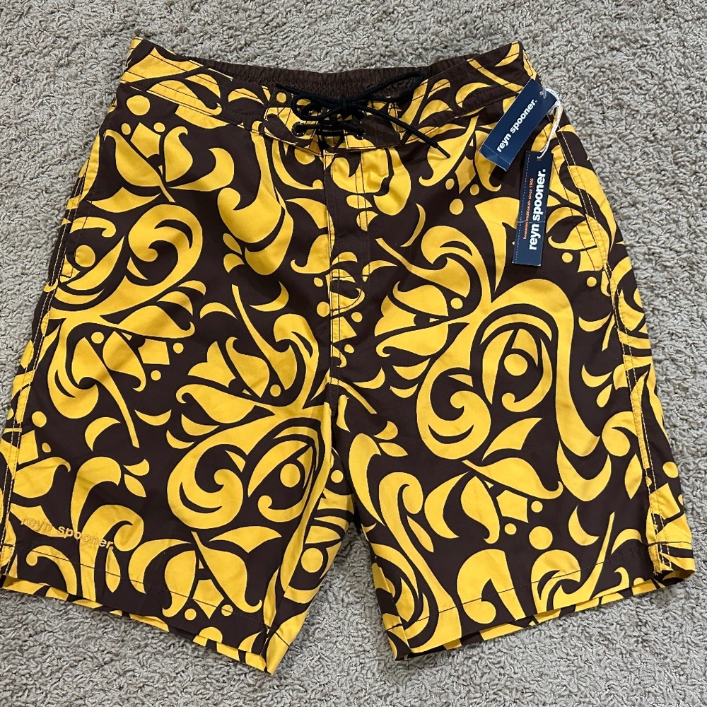 NWT Men's REYN SPOONER Hawaii Retro Long Board Shorts Size M